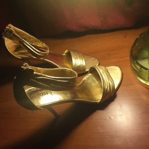 Gold Strappy Heel by Bakers